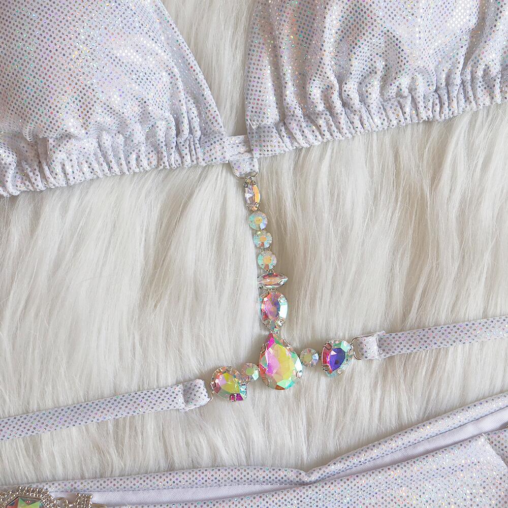 Девочки Металлический Купальный Костюм Rhinestone Холтер Бикини Купальники Бразильское Бикини
